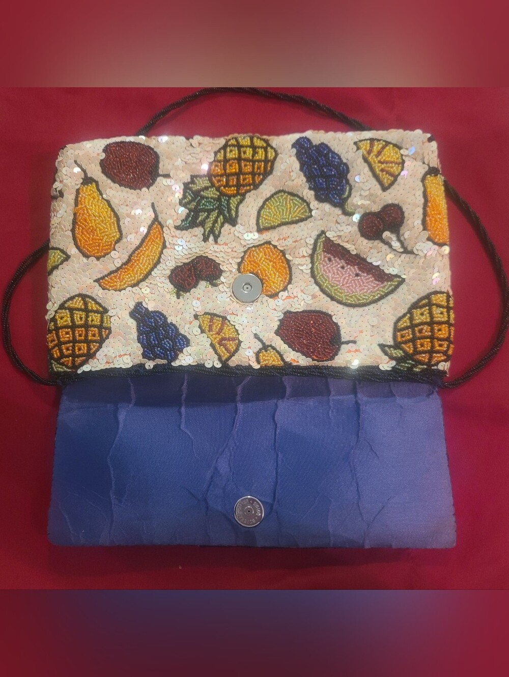 Vintage Inge Christopher Beaded Fruit Clutch/Shoulder Bag Sex and the City - Picture 6 of 11